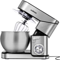 CUSIMAX 6.5QT Stainless Steel Mixer 6-Speeds Tilt-Head Dough Mixers for Baking, Silver