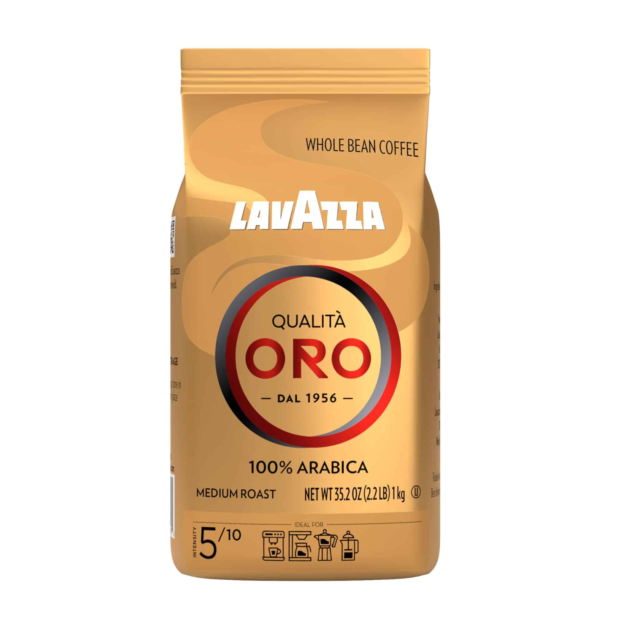 Lavazza Qualità Oro Whole Bean Blend, Medium Roast, 2.2 Pound (Pack of 1)