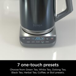 Ninja KT200BL Precision Temperature Electric Kettle, 1500 watts, BPA Free, Stainless, 7-Cup Capacity, Hold Temp Setting, Blue Stainless