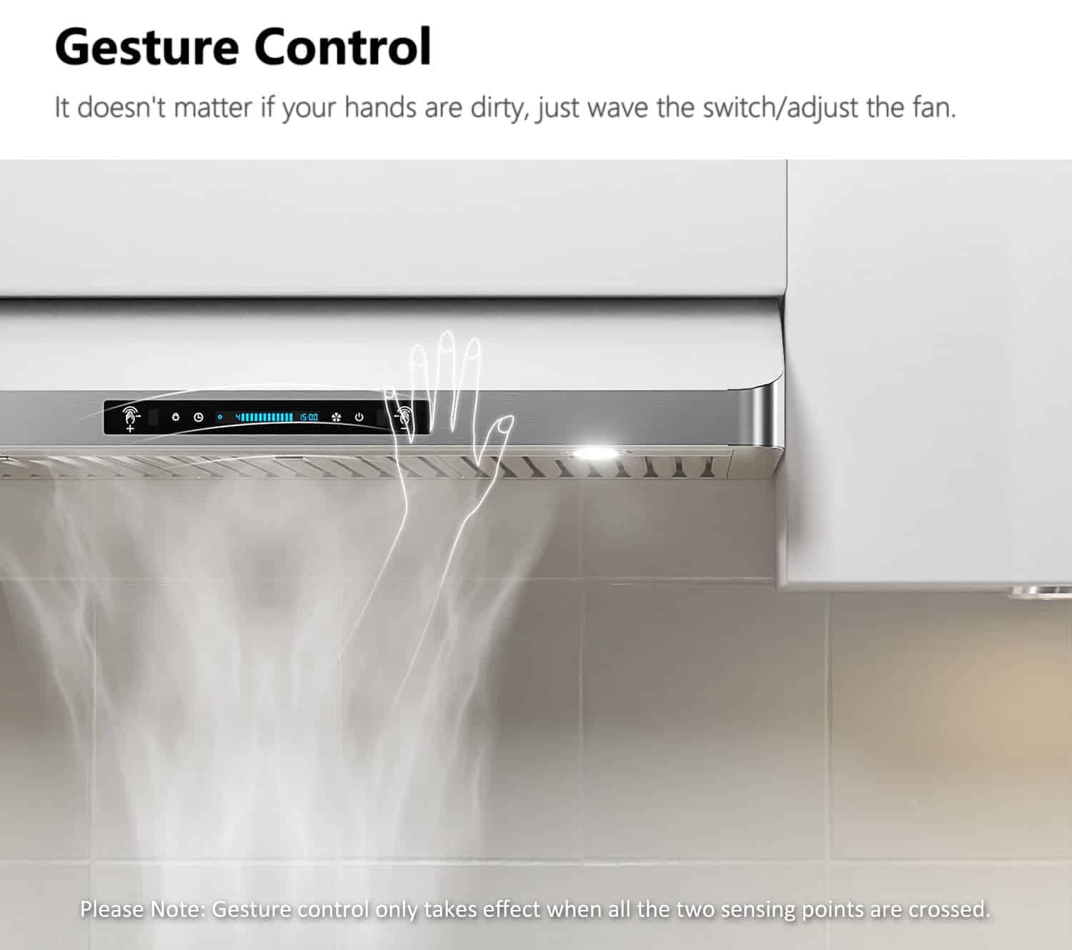 IKTCH 30 Inch Under Cabinet Range Hood with 900-CFM, 4 Speed Gesture Sensing & Touch Control Panel (IKC01-30)
