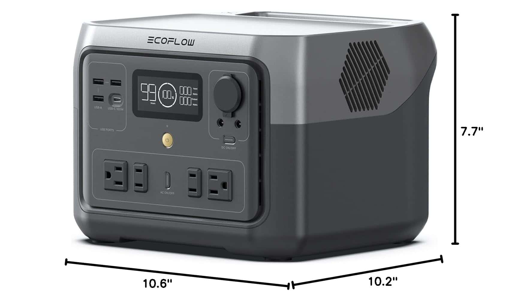 EF ECOFLOW Portable Power Station RIVER 2 Max 500, 499Wh LiFePO4 Battery/ 1 Hour Fast Charging