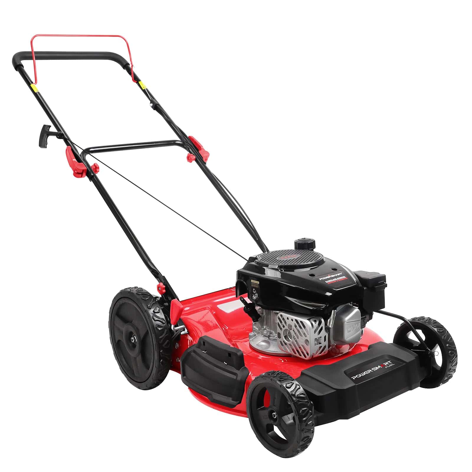 PowerSmart 21 in. Gas Lawn Mower, 144cc 2-in-1 Mulching Push Mower with 6-Positions Height Adjustment, High Rear Wheels
