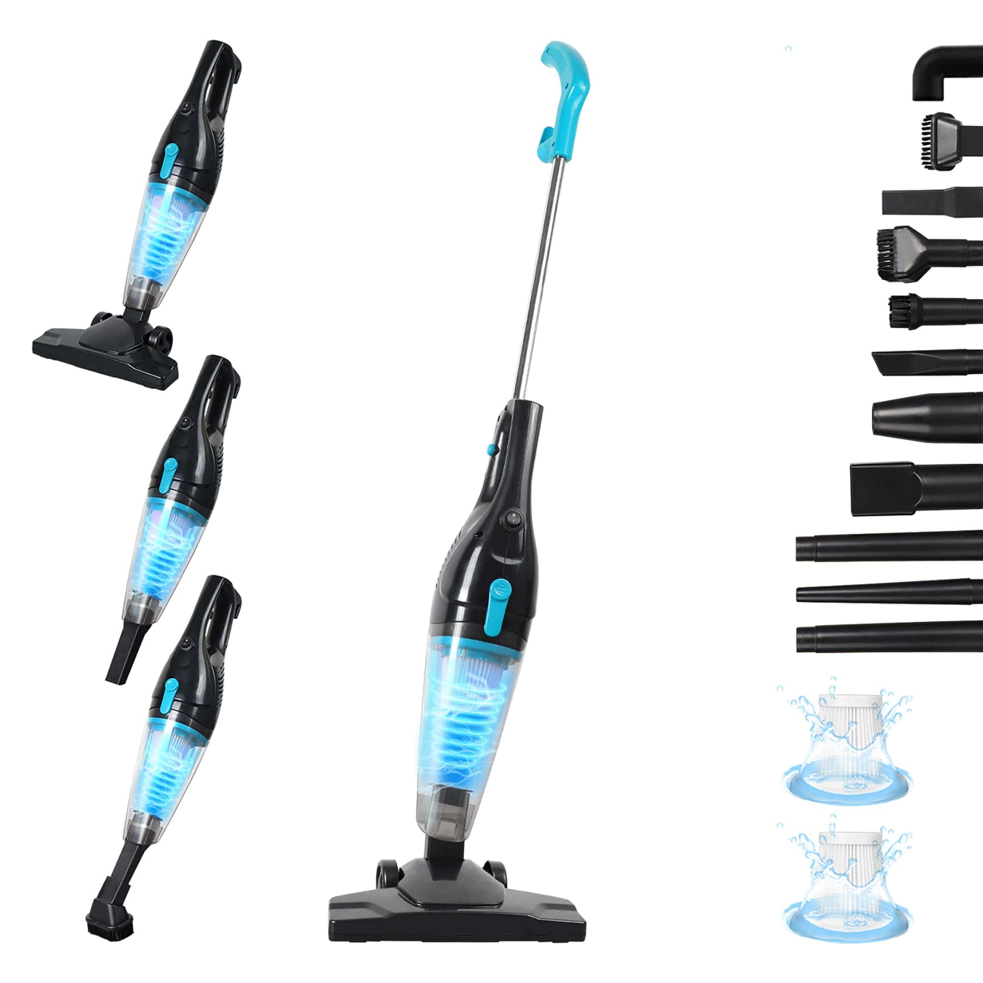 Intercleaner Corded Vacuum Cleaner, 15KPa Powerful Suction with 400W Motor, 12 in 1 Lightweight Bagless Stick Vac