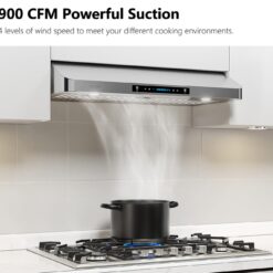 IKTCH 30 Inch Under Cabinet Range Hood with 900-CFM, 4 Speed Gesture Sensing & Touch Control Panel (IKC01-30)