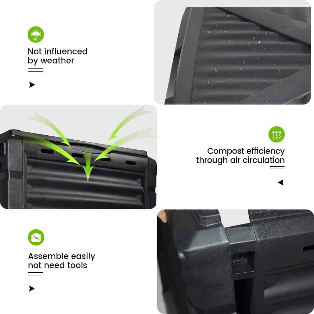 EJWOX Garden Compost Bin from BPA Free Material, 80 Gallon(300 L), Easy Assembling, Large Capacity, Fast Creation of Fertile Soil