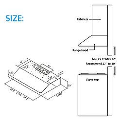 IKTCH 30 Inch Under Cabinet Range Hood with 900-CFM, 4 Speed Gesture Sensing & Touch Control Panel (IKC01-30)