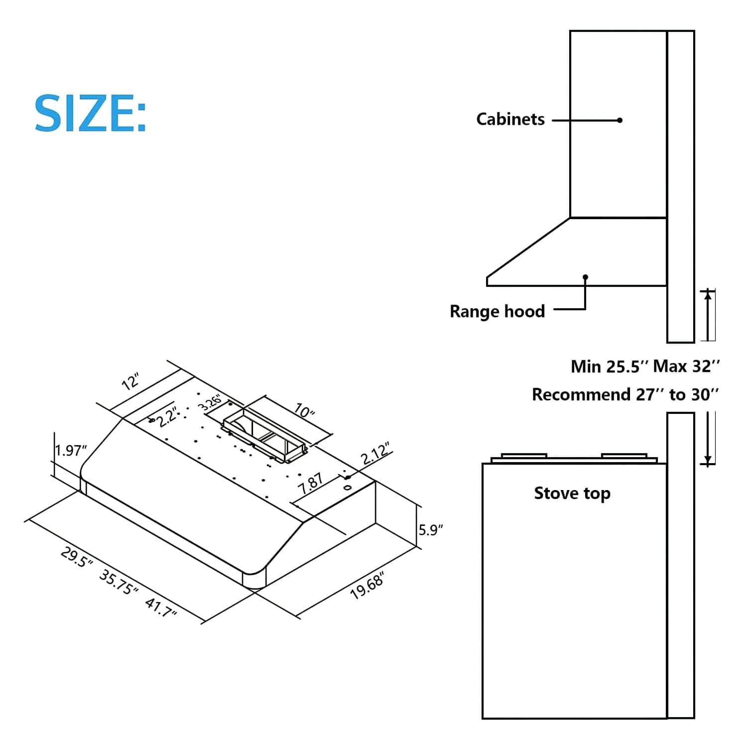 IKTCH 30 Inch Under Cabinet Range Hood with 900-CFM, 4 Speed Gesture Sensing & Touch Control Panel (IKC01-30)