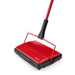Casabella Electrostatic Floor And Carpet Sweeper, Non-Electric Vacuum Broom and Hand Push Floor Sweeper, Red