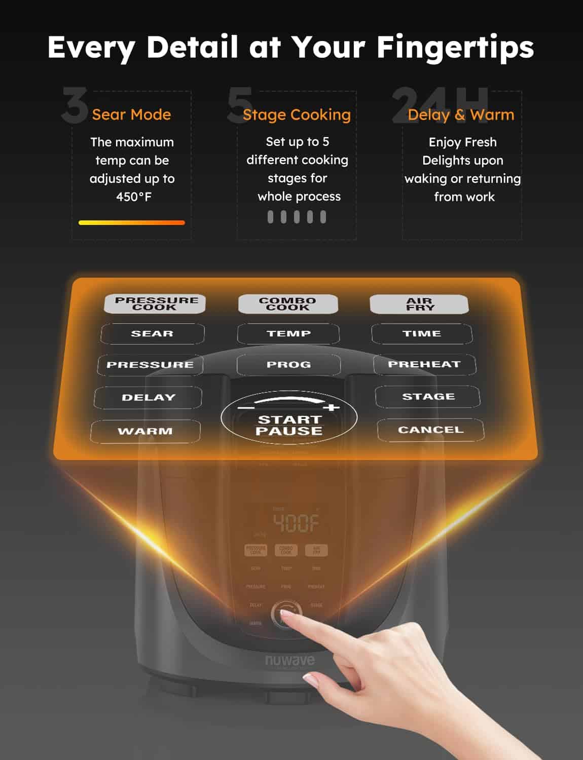 Nuwave Duet Air Fryer, Electric Pressure Cooker & Grill Combo
