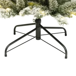Holiday Living 7.5-ft Slim Flocked Frost Berry Mixed Needle Pre-lit LED Artificial Christmas Tree