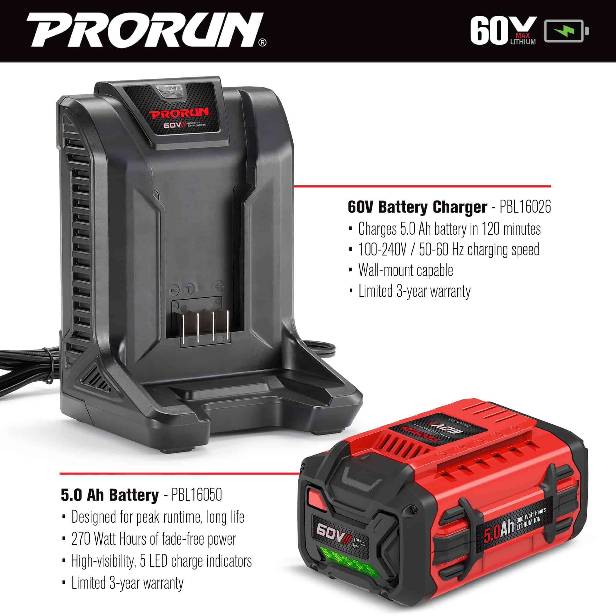 PRORUN PLM16021SP 60-volt 21-in Cordless Self-propelled Lawn Mower 5 Ah (1-Battery and Charger Included)