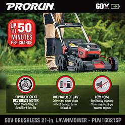PRORUN PLM16021SP 60-volt 21-in Cordless Self-propelled Lawn Mower 5 Ah (1-Battery and Charger Included)
