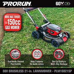 PRORUN PLM16021SP 60-volt 21-in Cordless Self-propelled Lawn Mower 5 Ah (1-Battery and Charger Included)