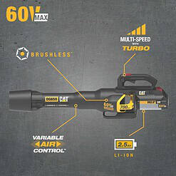 CAT 60-volt Max 700-CFM 135-MPH Battery Handheld Leaf Blower 2.5 Ah (Battery and Charger Included)