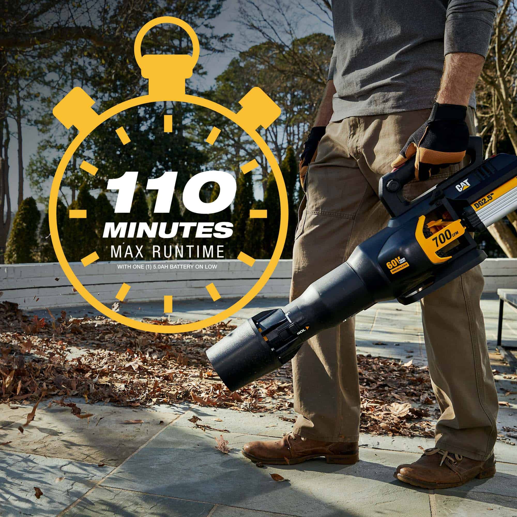 CAT 60-volt Max 700-CFM 135-MPH Battery Handheld Leaf Blower 2.5 Ah (Battery and Charger Included)