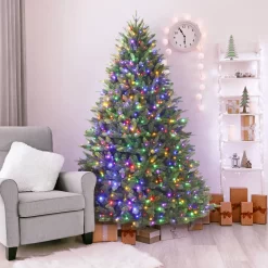Holiday Living 7.5-ft Everett Fraser Fir Pre-lit LED Artificial Christmas Tree