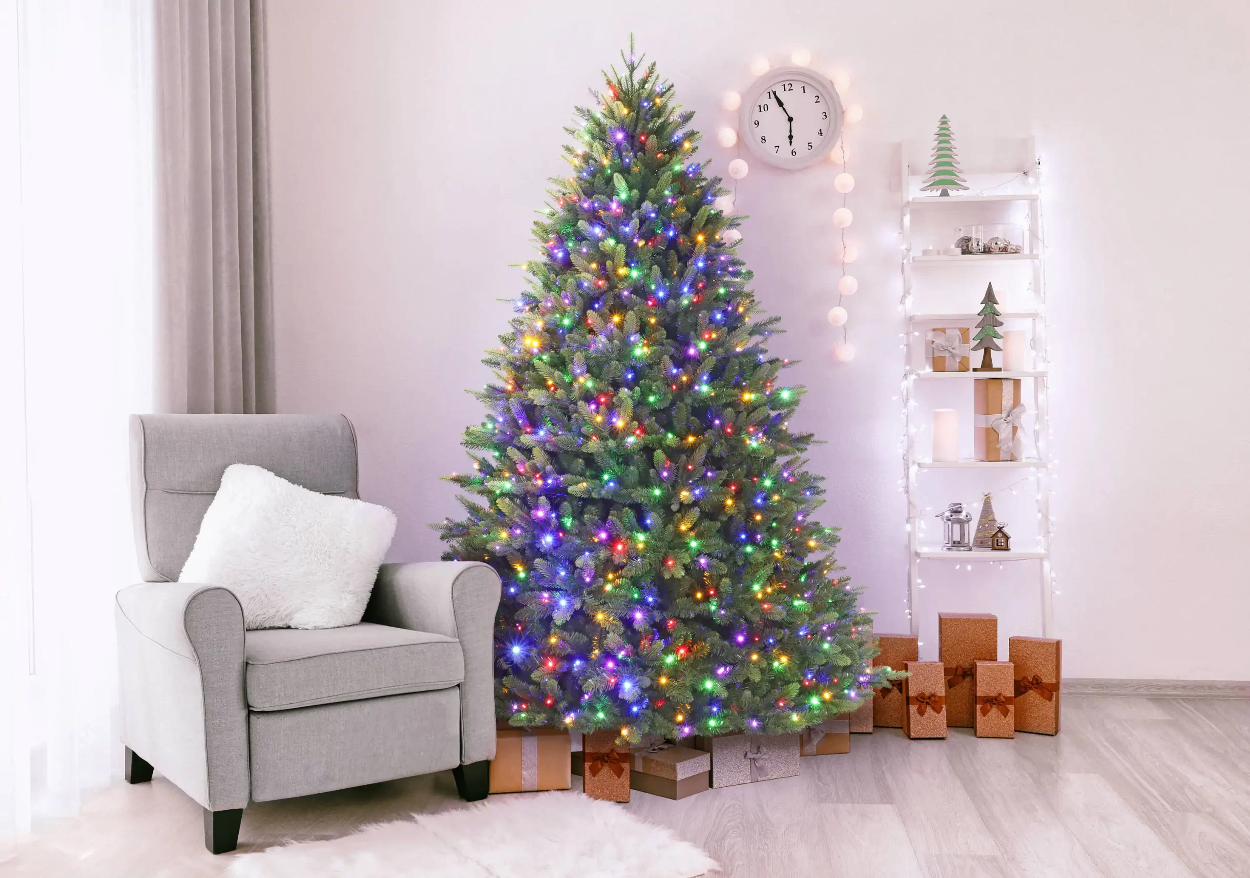 Holiday Living 7.5-ft Everett Fraser Fir Pre-lit LED Artificial Christmas Tree