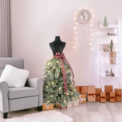 Holiday Living 5.5-ft Mannequin Bust Pre-lit LED Artificial Christmas Tree with Pine Cones and Bow