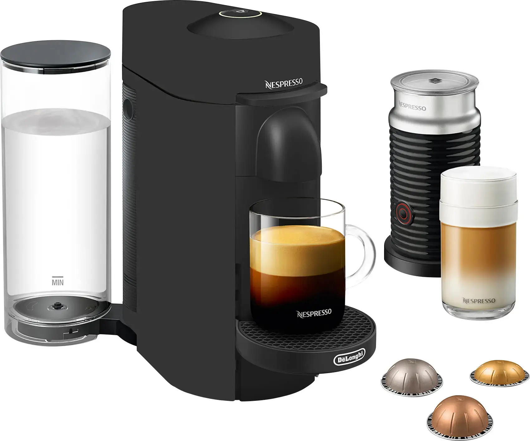 De'Longhi - Nespresso Vertuo Plus Deluxe Coffee and Espresso Maker with Aeroccino Milk Frother - Matte Black