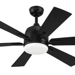 Harbor Breeze Bradbury 48-in Matte Black Ceiling Fan with Light and Remote (6-Blade)