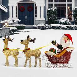 National Tree Company 33.5-in Sleigh Free Standing Decoration with Clear Incandescent Lights