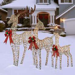 National Tree Company 3-Pack 60-in Reindeer Free Standing Decoration with White LED Lights