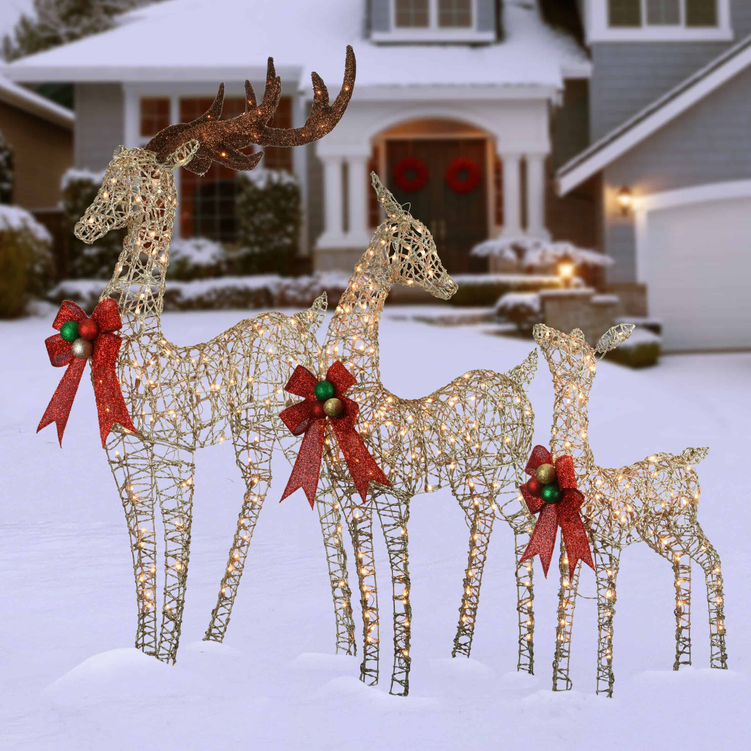 National Tree Company 3-Pack 60-in Reindeer Free Standing Decoration with White LED Lights