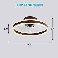 Oaks Decor Cotti 20-in Brown with Clear Blades Color-changing Integrated LED Indoor Flush Mount Smart Fandelier Ceiling Fan (7-Blade)