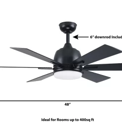 Harbor Breeze Bradbury 48-in Matte Black Ceiling Fan with Light and Remote (6-Blade)