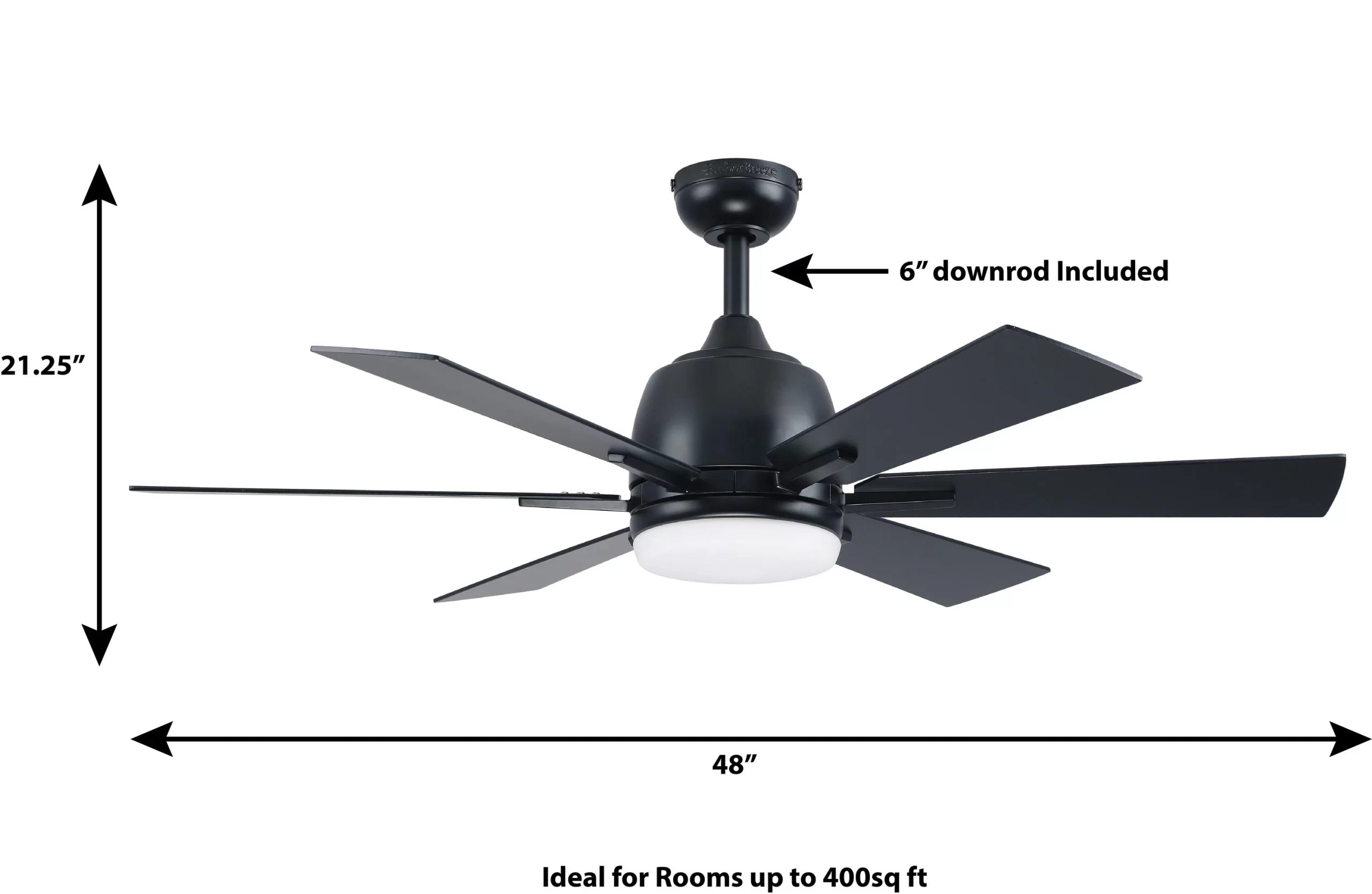 Harbor Breeze Bradbury 48-in Matte Black Ceiling Fan with Light and Remote (6-Blade)