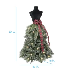 Holiday Living 5.5-ft Mannequin Bust Pre-lit LED Artificial Christmas Tree with Pine Cones and Bow