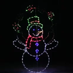 ProductWorks 60-in Hanging Snowman Yard Decoration with Multicolor LED Lights