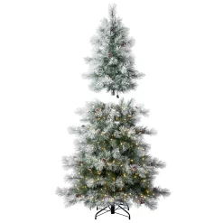 Holiday Living 7.5-ft Flocked Snowy Berkshire Pre-lit LED Artificial Christmas Tree
