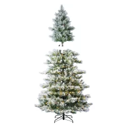 Holiday Living 9-ft Flocked Snowy Berkshire Pre-lit LED Artificial Christmas Tree
