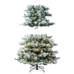 Holiday Living 9-ft Flocked Snowy Berkshire Pre-lit LED Artificial Christmas Tree