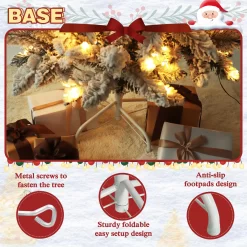 VEIKOUS 6-ft Pre-lit Flocked White Artificial Christmas Tree with White LED Lights