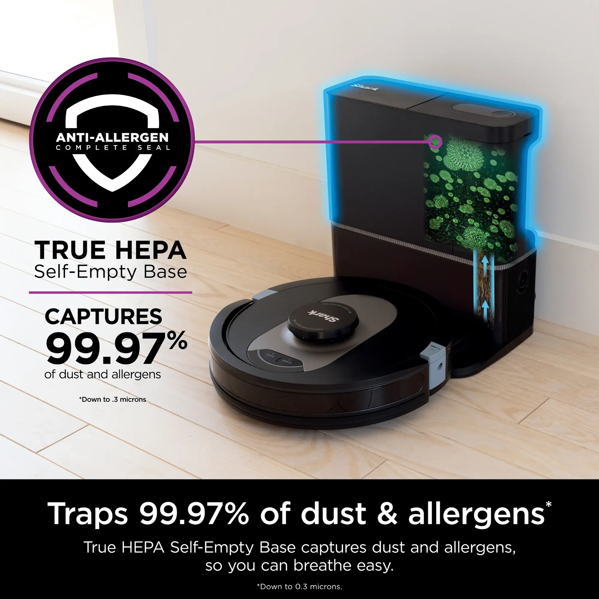 Shark - AI Ultra Robot Vacuum with Matrix Clean, Home Mapping, HEPA Bagless Self Empty Base, WiFI Connected - Black