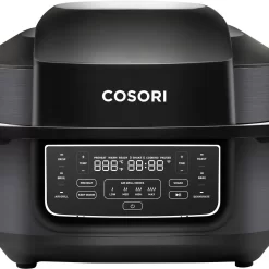 Cosori - Aeroblaze Smart Indoor 8-in-1 Grill with 6-qt Air Grill, Crisp, Dehydrate, Broil, Roast, Bake - Black