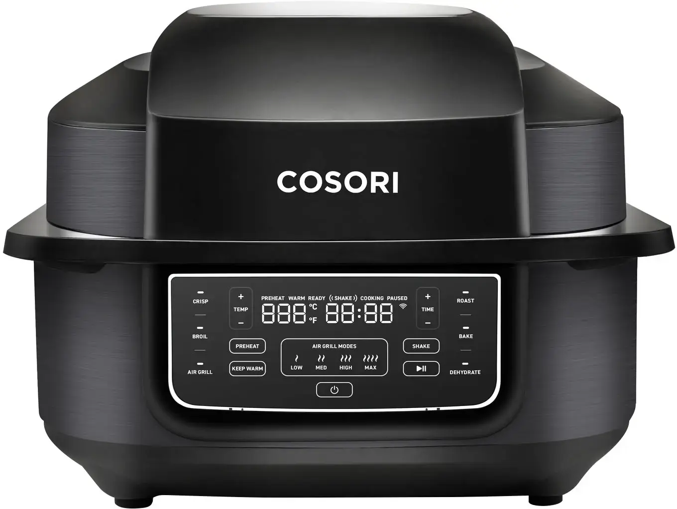 Cosori - Aeroblaze Smart Indoor 8-in-1 Grill with 6-qt Air Grill, Crisp, Dehydrate, Broil, Roast, Bake - Black