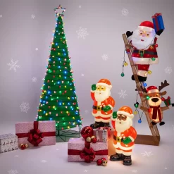 Holiday Living 5.5-ft Lighted Santa and Moose on Ladder Decoration