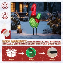 VEIKOUS 72.8-in Rooster Free Standing Decoration with Clear Incandescent Lights