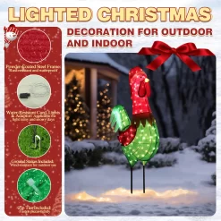 VEIKOUS 72.8-in Rooster Free Standing Decoration with Clear Incandescent Lights