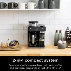 Ninja - Espresso & Coffee Barista System, Single Serve & Nespresso, with 12-Cup Carafe, 4 Styles with Ristretto - Black