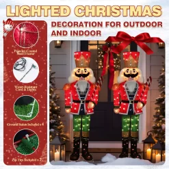 VEIKOUS 61.8-in Nutcracker Free Standing Decoration with Clear Incandescent Lights
