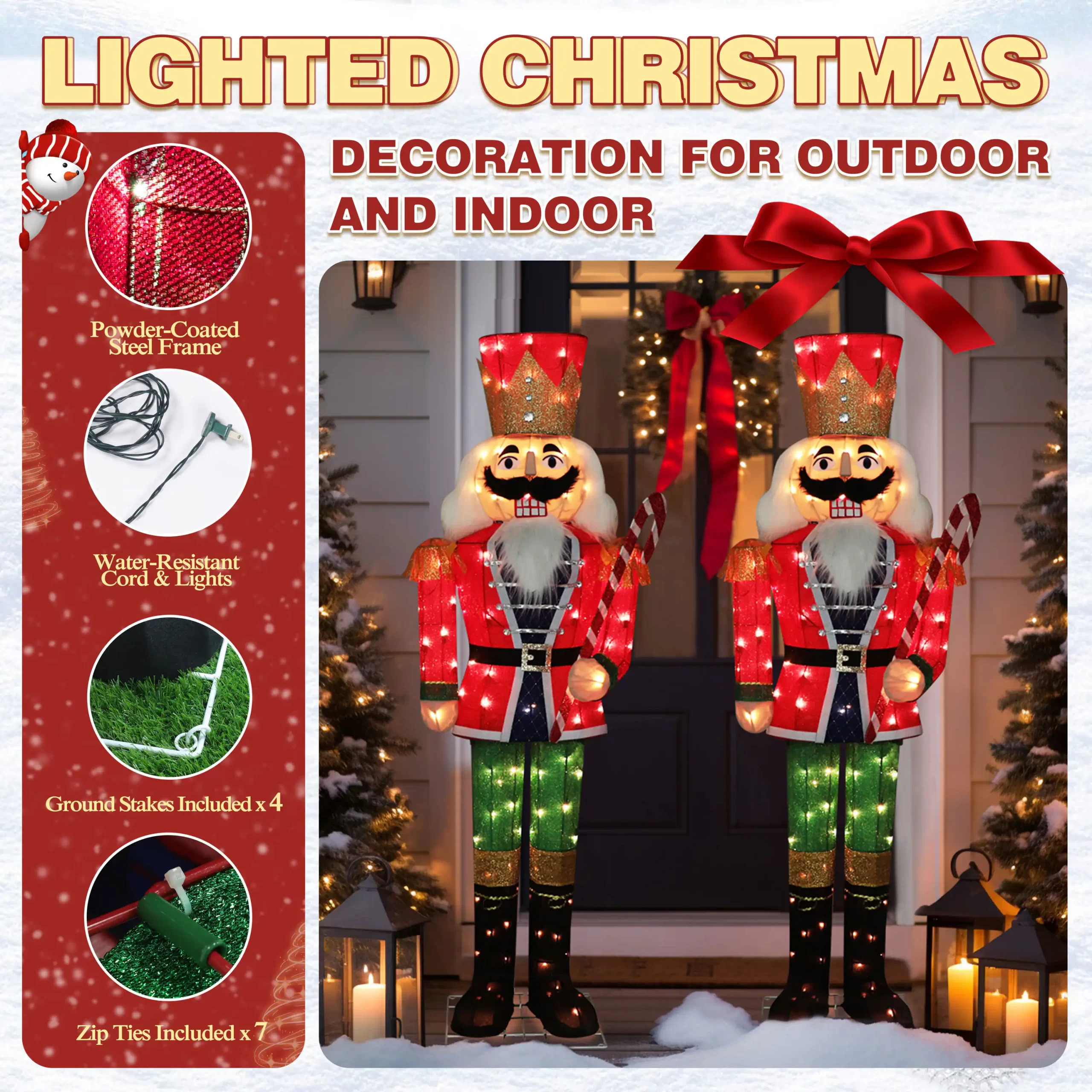 VEIKOUS 61.8-in Nutcracker Free Standing Decoration with Clear Incandescent Lights