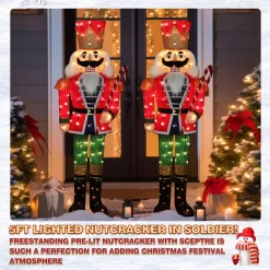 VEIKOUS 61.8-in Nutcracker Free Standing Decoration with Clear Incandescent Lights