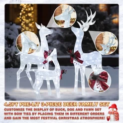 VEIKOUS 53.3-in Deer Free Standing Decoration with Clear LED Lights