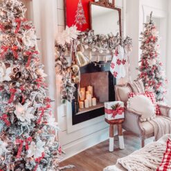 Fraser Hill Farm Unlit 9-ft Mountain Pine Slim Flocked White Artificial Christmas Tree