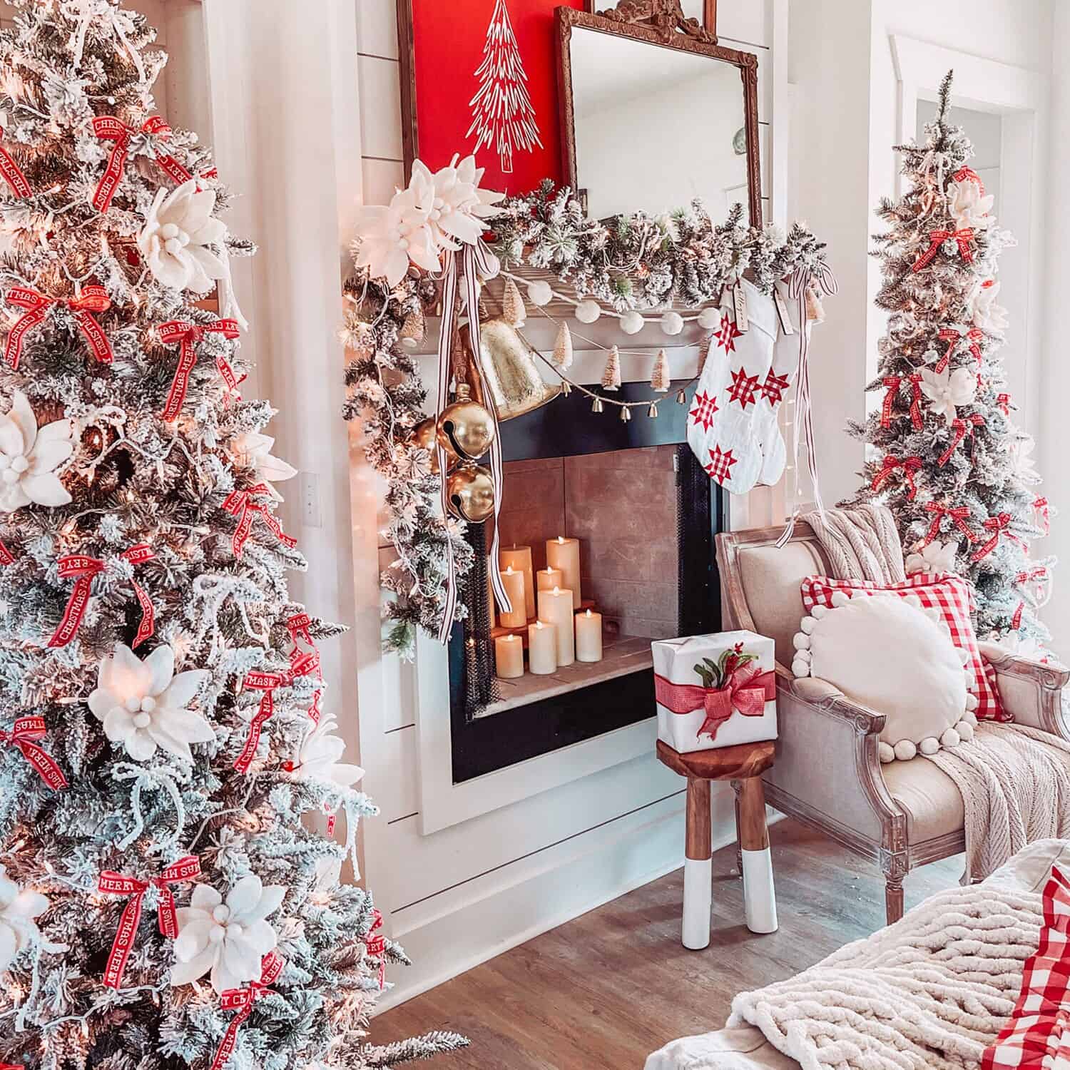Fraser Hill Farm Unlit 9-ft Mountain Pine Slim Flocked White Artificial Christmas Tree