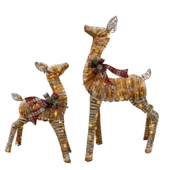 Holiday Living 4-ft Doe and 2.5-ft Fawn LED Rattan Decoration - Set of 2